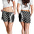 Hawaii Aloha Plumeria Lei Black Palaka Shorts for Women - Polynesian Pride