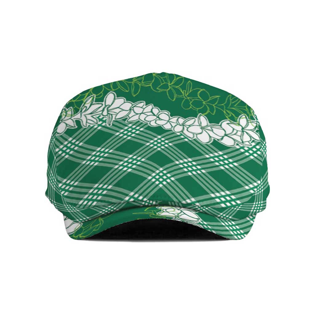 Hawaii Aloha Plumeria Lei Green Palaka Jeff Hat - Polynesian Pride