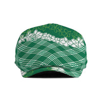 Hawaii Aloha Plumeria Lei Green Palaka Jeff Hat - Polynesian Pride