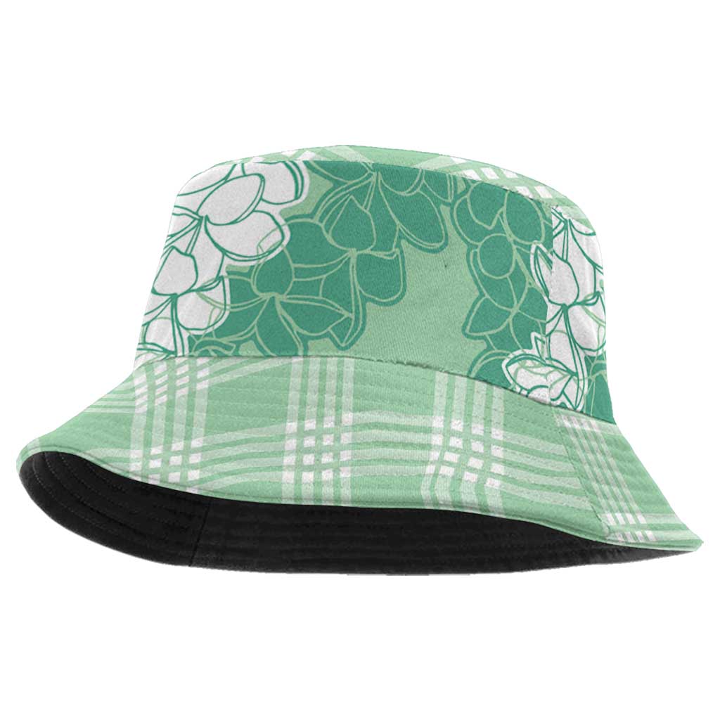 Hawaii Aloha Plumeria Lei Mint Palaka Bucket Hat - Polynesian Pride