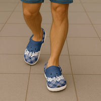 Hawaii Aloha Plumeria Lei Navy Palaka Clogs Shoes - Polynesian Pride