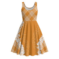 Hawaii Aloha Plumeria Lei Orange Palaka Midi Dress - Polynesian Pride