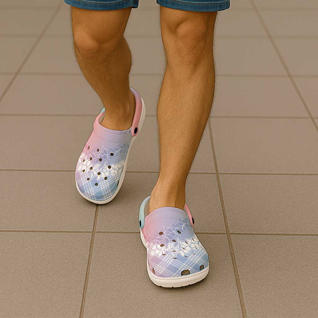 Hawaii Aloha Plumeria Lei Pastel Candy Palaka Clogs Shoes - Polynesian Pride