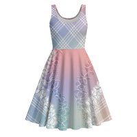 Hawaii Aloha Plumeria Lei Pastel Candy Palaka Midi Dress - Polynesian Pride