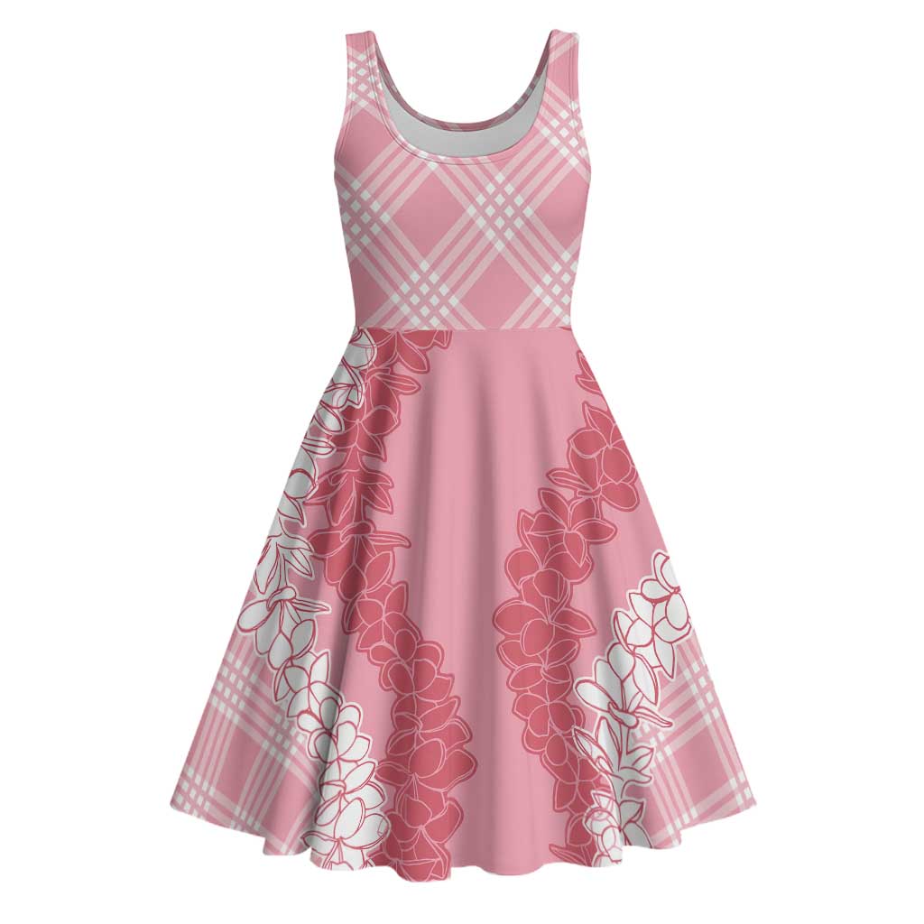 Hawaii Aloha Plumeria Lei Pink Palaka Midi Dress - Polynesian Pride