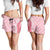 Hawaii Aloha Plumeria Lei Pink Palaka Shorts for Women - Polynesian Pride