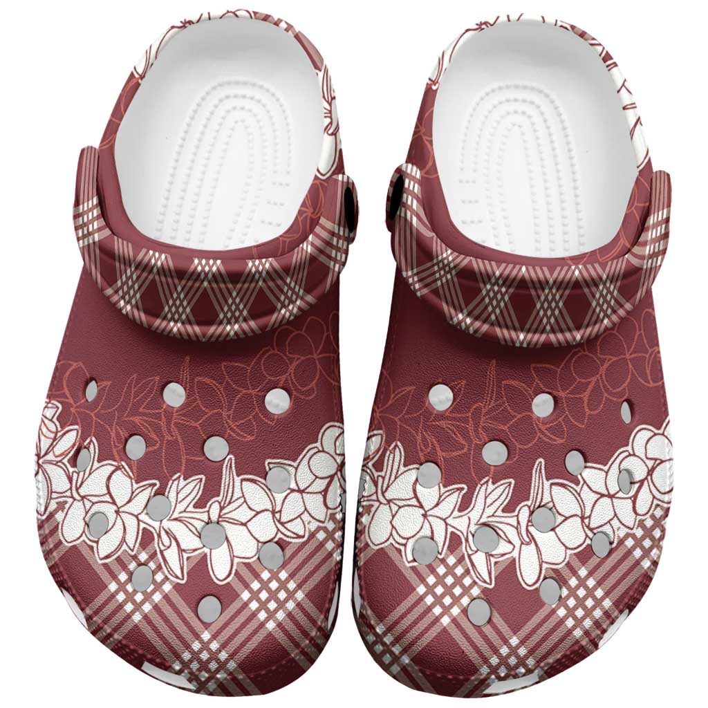 Hawaii Aloha Plumeria Lei Scarlet Palaka Clogs Shoes - Polynesian Pride