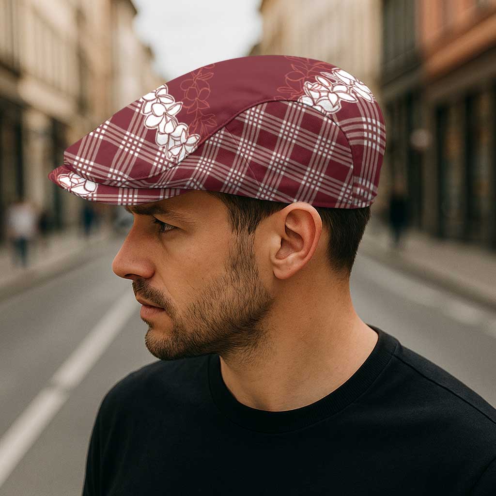 Hawaii Aloha Plumeria Lei Scarlet Palaka Jeff Hat - Polynesian Pride