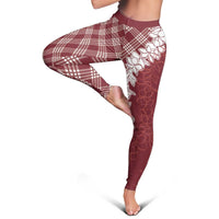 Hawaii Aloha Plumeria Lei Scarlet Palaka Leggings - Polynesian Pride