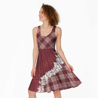 Hawaii Aloha Plumeria Lei Scarlet Palaka Midi Dress - Polynesian Pride