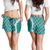 Hawaii Aloha Plumeria Lei Teal Palaka Shorts for Women - Polynesian Pride