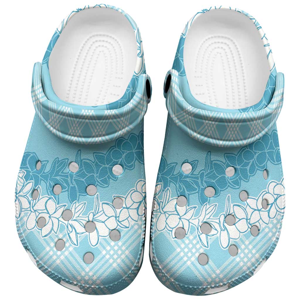 Hawaii Aloha Plumeria Lei Turquoise Palaka Clogs Shoes - Polynesian Pride