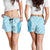 Hawaii Aloha Plumeria Lei Turquoise Palaka Shorts for Women - Polynesian Pride