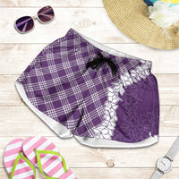 Hawaii Aloha Plumeria Lei Violet Palaka Shorts for Women - Polynesian Pride