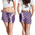 Hawaii Aloha Plumeria Lei Violet Palaka Shorts for Women - Polynesian Pride