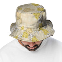 Hawaii Anthurium Tiare Pikake Lei Bucket Hat Melemele Lauhala Art Pattern LT01 - Polynesian Pride