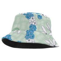 Hawaii Anthurium Tiare Pikake Lei Bucket Hat Omaomao Lauhala Art Pattern LT01 One Size Green - Polynesian Pride