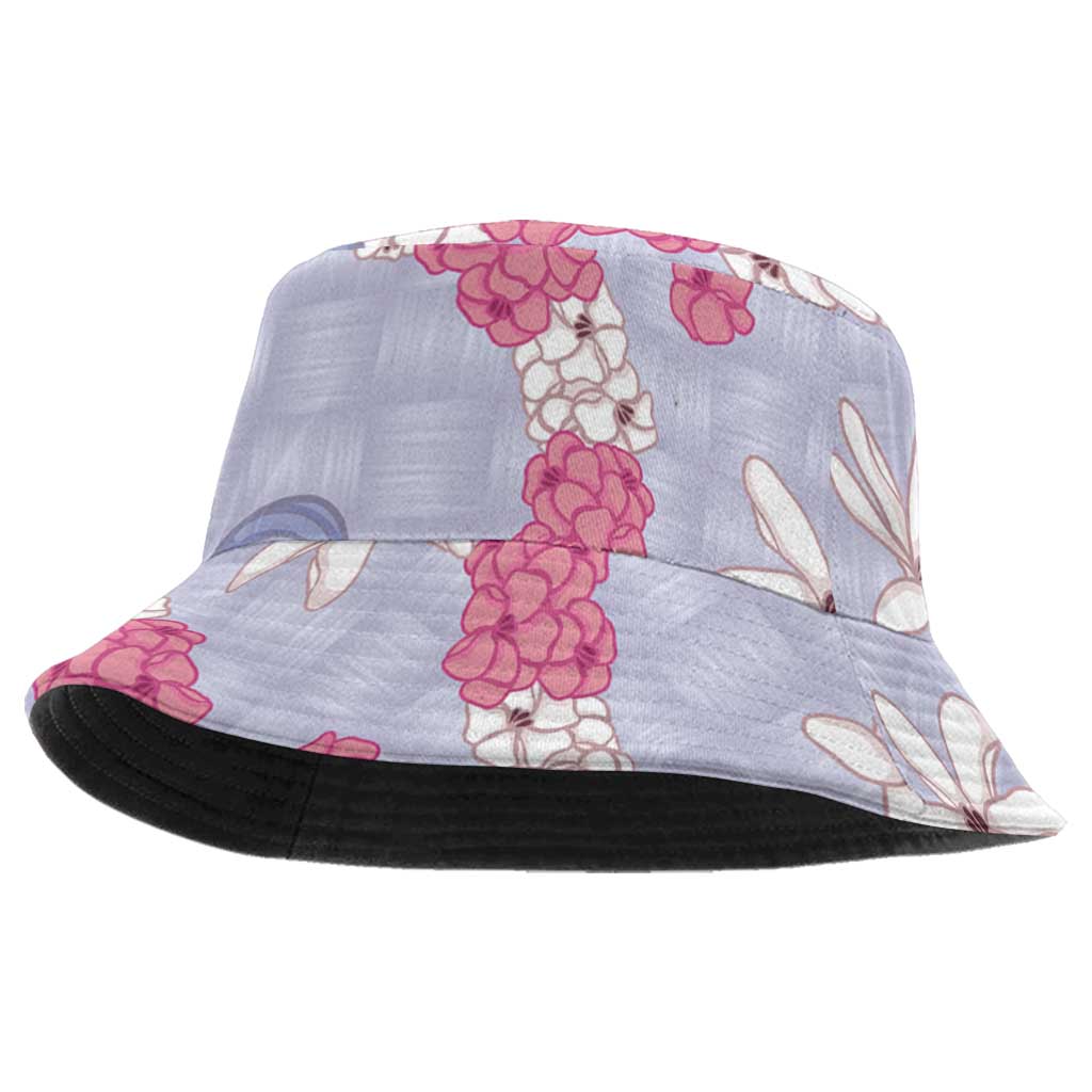 Hawaii Anthurium Tiare Pikake Lei Bucket Hat Poni Lauhala Art Pattern LT01 One Size Purple - Polynesian Pride