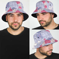 Hawaii Anthurium Tiare Pikake Lei Bucket Hat Poni Lauhala Art Pattern LT01 - Polynesian Pride