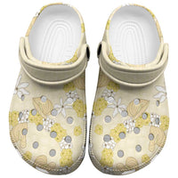 Hawaii Anthurium Tiare Pikake Lei Clogs Shoes Melemele Lauhala Art Pattern LT01 Yellow - Polynesian Pride