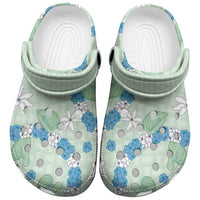 Hawaii Anthurium Tiare Pikake Lei Clogs Shoes Omaomao Lauhala Art Pattern LT01 Green - Polynesian Pride