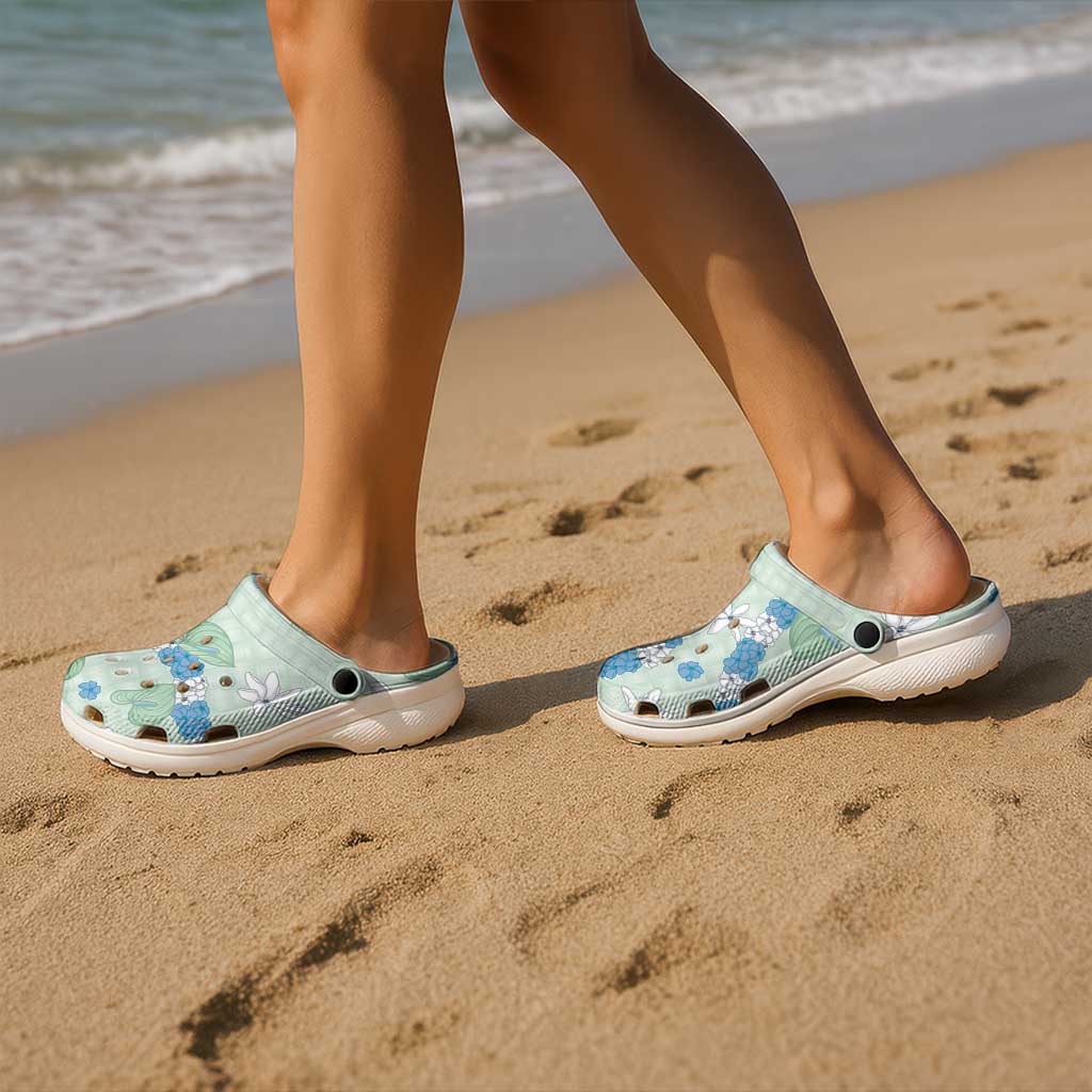 Hawaii Anthurium Tiare Pikake Lei Clogs Shoes Omaomao Lauhala Art Pattern LT01 - Polynesian Pride