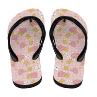 Hawaii Anthurium Tiare Pikake Lei Flip Flops Akala Lauhala Art Pattern LT01 - Polynesian Pride