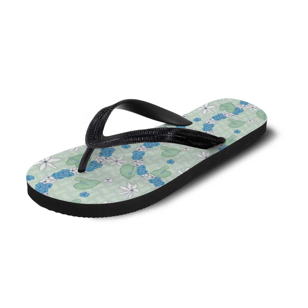 Hawaii Anthurium Tiare Pikake Lei Flip Flops Omaomao Lauhala Art Pattern