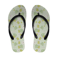Hawaii Anthurium Tiare Pikake Lei Flip Flops Sage Green Lauhala Art Pattern LT01 Green - Polynesian Pride