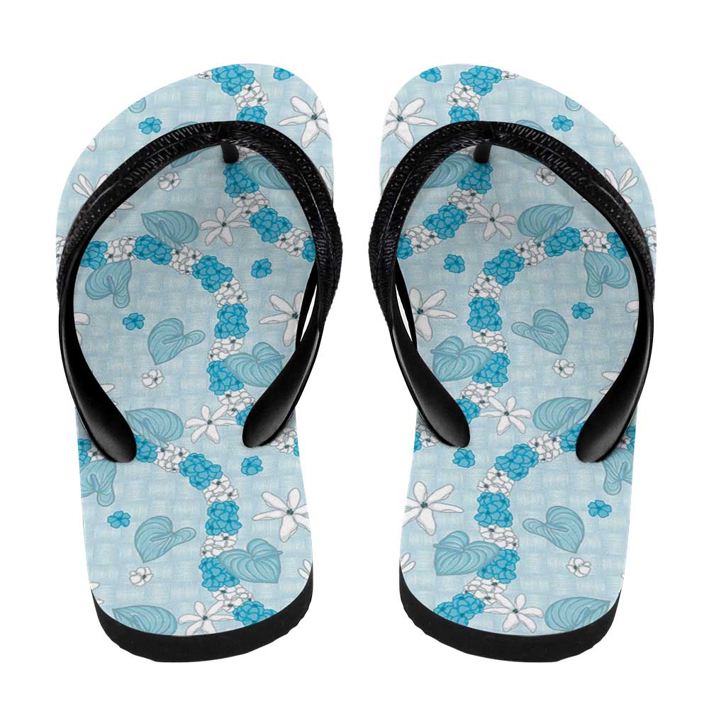 Hawaii Anthurium Tiare Pikake Lei Flip Flops UliUli Lauhala Art Pattern LT01 - Polynesian Pride