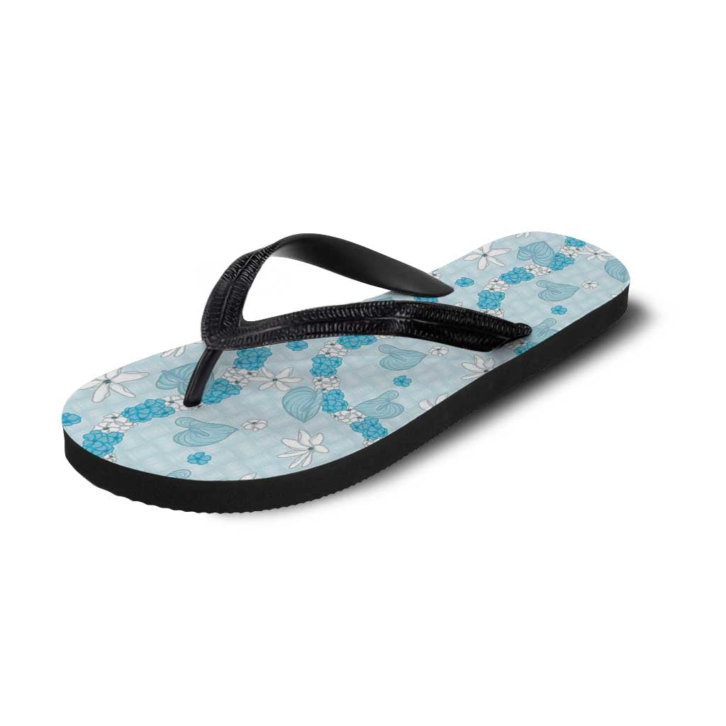 Hawaii Anthurium Tiare Pikake Lei Flip Flops UliUli Lauhala Art Pattern LT01 - Polynesian Pride