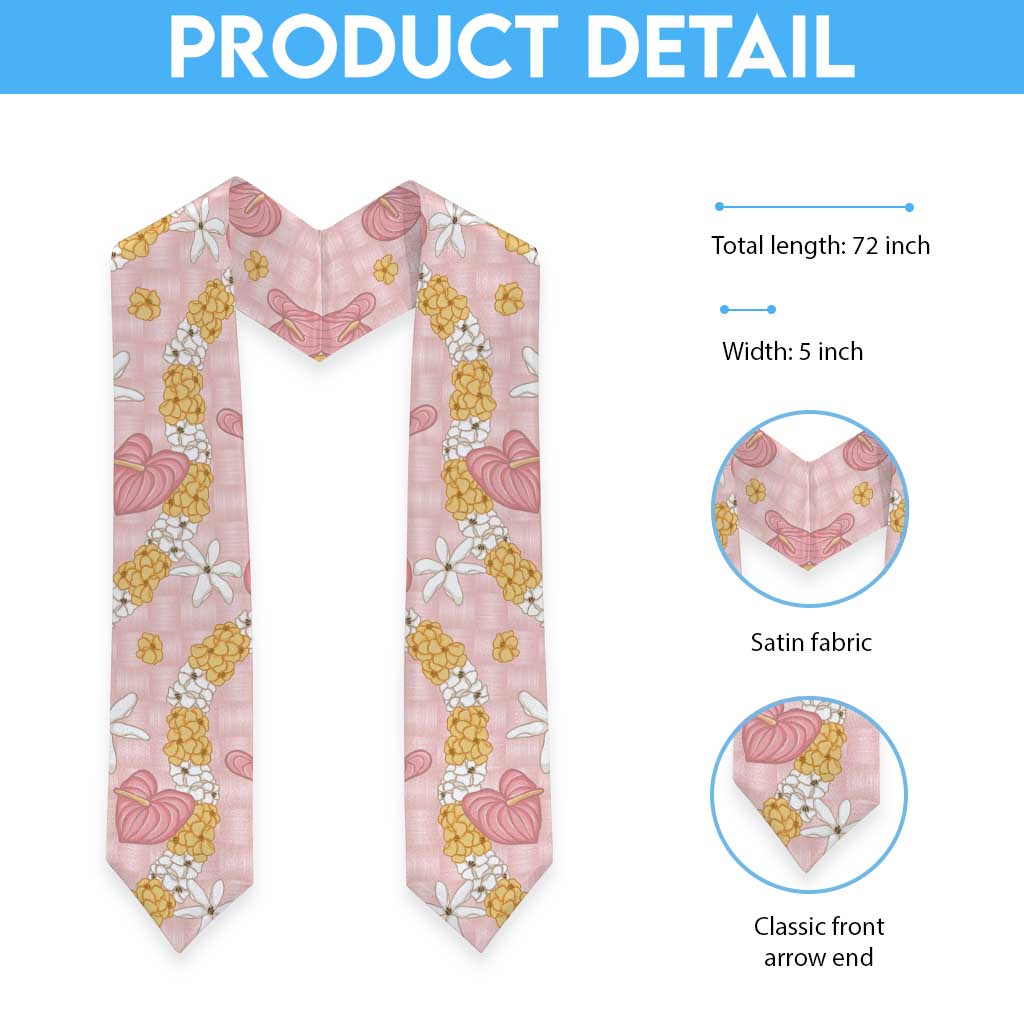 Hawaii Anthurium Tiare Pikake Lei Graduation Stole Akala Lauhala Art Pattern LT01 - Polynesian Pride