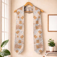 Hawaii Anthurium Tiare Pikake Lei Graduation Stole Alani Lauhala Art Pattern LT01 One Size Orange - Polynesian Pride
