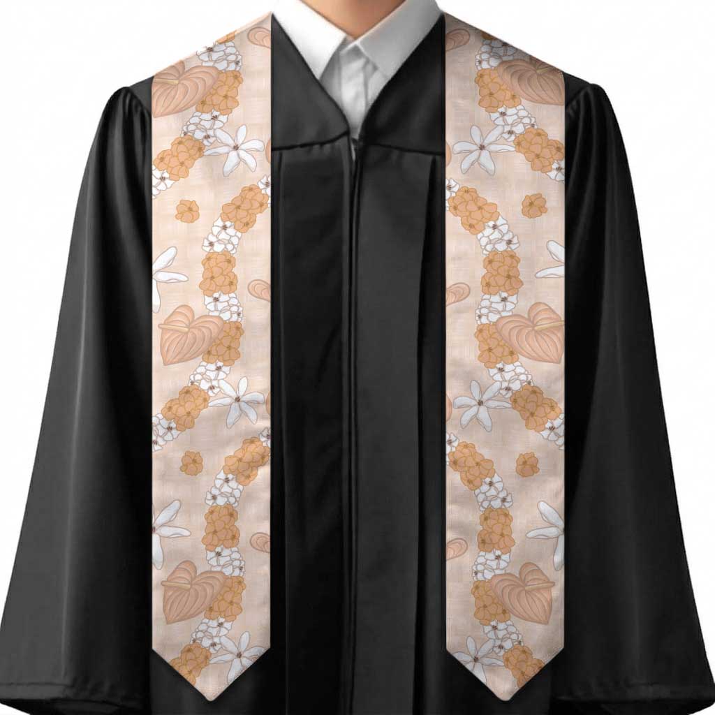 Hawaii Anthurium Tiare Pikake Lei Graduation Stole Alani Lauhala Art Pattern LT01 - Polynesian Pride