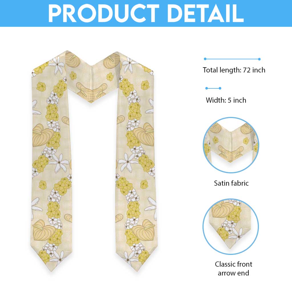 Hawaii Anthurium Tiare Pikake Lei Graduation Stole Melemele Lauhala Art Pattern LT01 - Polynesian Pride