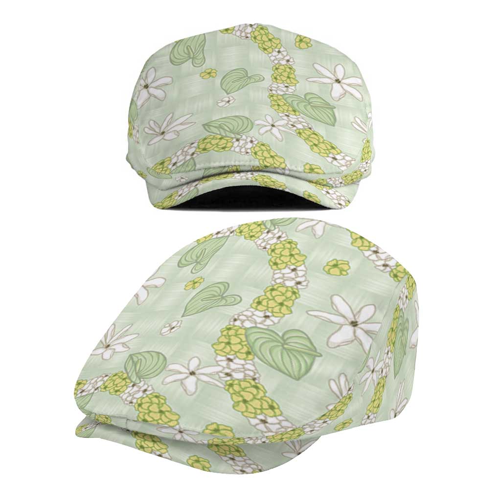 Hawaii Anthurium Tiare Pikake Lei Jeff Hat Sage Green Lauhala Art Pattern