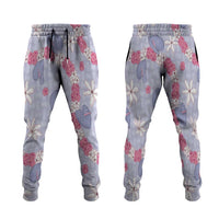 Hawaii Anthurium Tiare Pikake Lei Jogger Pants Poni Lauhala Art Pattern LT01 Purple - Polynesian Pride
