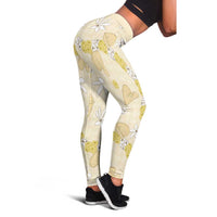 Hawaii Anthurium Tiare Pikake Lei Leggings Melemele Lauhala Art Pattern LT01 - Polynesian Pride