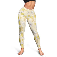 Hawaii Anthurium Tiare Pikake Lei Leggings Melemele Lauhala Art Pattern LT01 - Polynesian Pride
