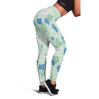 Hawaii Anthurium Tiare Pikake Lei Leggings Omaomao Lauhala Art Pattern LT01 - Polynesian Pride