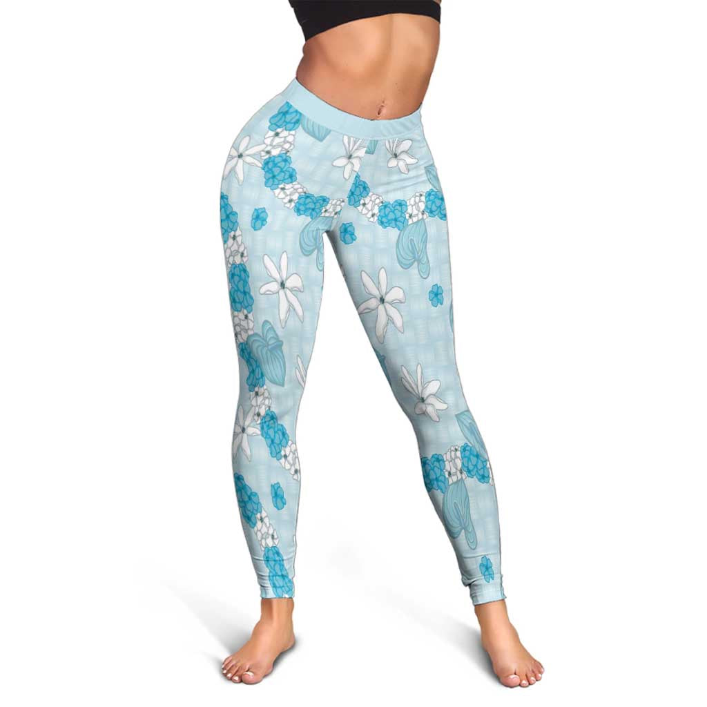 Hawaii Anthurium Tiare Pikake Lei Leggings UliUli Lauhala Art Pattern LT01 - Polynesian Pride
