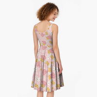 Hawaii Anthurium Tiare Pikake Lei Midi Dress Akala Lauhala Art Pattern LT01 - Polynesian Pride