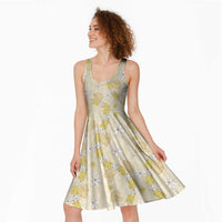 Hawaii Anthurium Tiare Pikake Lei Midi Dress Melemele Lauhala Art Pattern LT01 - Polynesian Pride