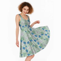 Hawaii Anthurium Tiare Pikake Lei Midi Dress Omaomao Lauhala Art Pattern LT01 - Polynesian Pride