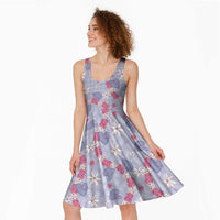 Hawaii Anthurium Tiare Pikake Lei Midi Dress Poni Lauhala Art Pattern LT01 - Polynesian Pride