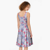 Hawaii Anthurium Tiare Pikake Lei Midi Dress Poni Lauhala Art Pattern LT01 - Polynesian Pride