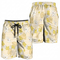 Hawaii Anthurium Tiare Pikake Lei Shorts for Men Melemele Lauhala Art Pattern LT01 - Polynesian Pride