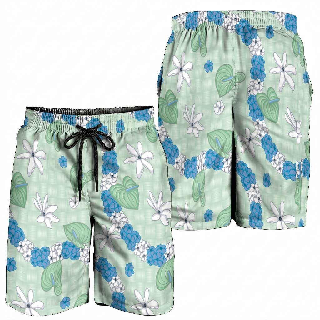 Hawaii Anthurium Tiare Pikake Lei Shorts for Men Omaomao Lauhala Art Pattern LT01 - Polynesian Pride