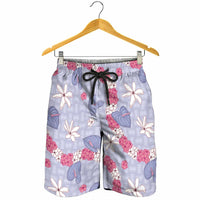 Hawaii Anthurium Tiare Pikake Lei Shorts for Men Poni Lauhala Art Pattern LT01 - Polynesian Pride