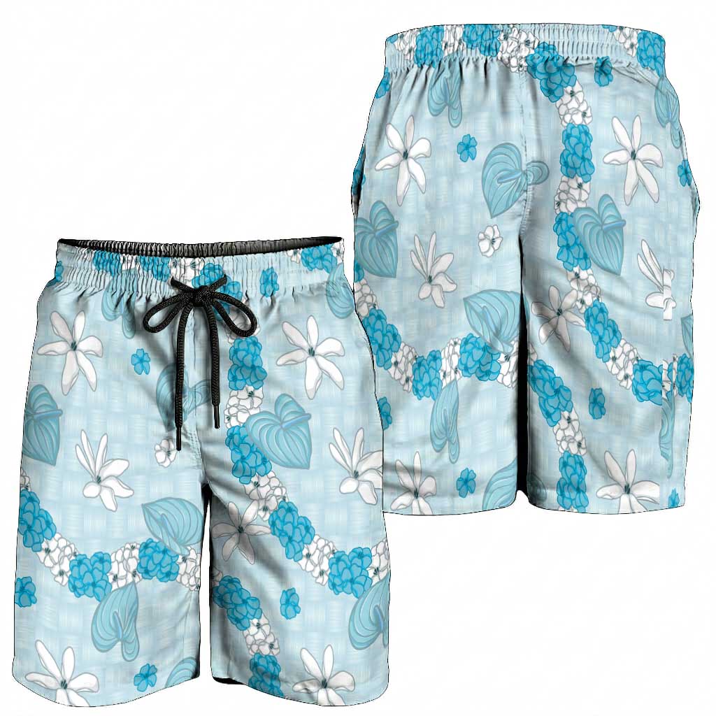 Hawaii Anthurium Tiare Pikake Lei Shorts for Men UliUli Lauhala Art Pattern LT01 - Polynesian Pride